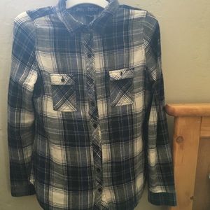 A blue and white flannel.